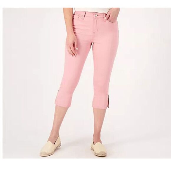 Laurie Felt Women 14 Regular Wave Denim Capris Pockets Zipper Detail Blush NWOT) - Picture 3 of 5